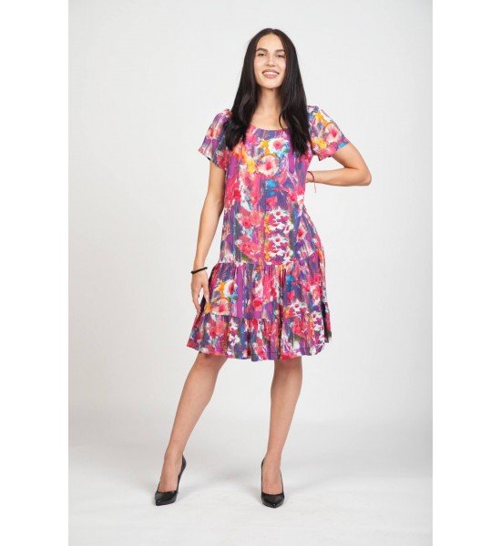 Дамска вискозна рокля с къс ръкав 925132-1 от Popov.Fashion