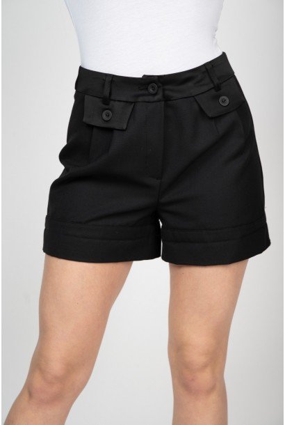 Дамски черен къс панталон 125101