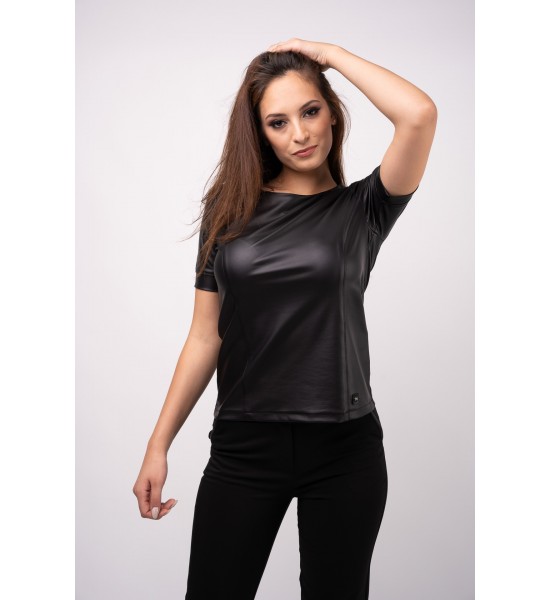Черна дамска кожена блуза 522301 от Popov.Fashion