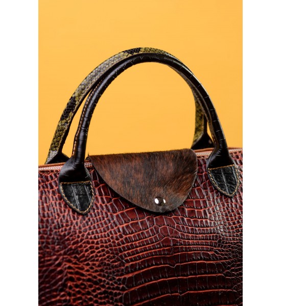 Кафява чанта от естествена кожа 191720-7 от Popov.Fashion