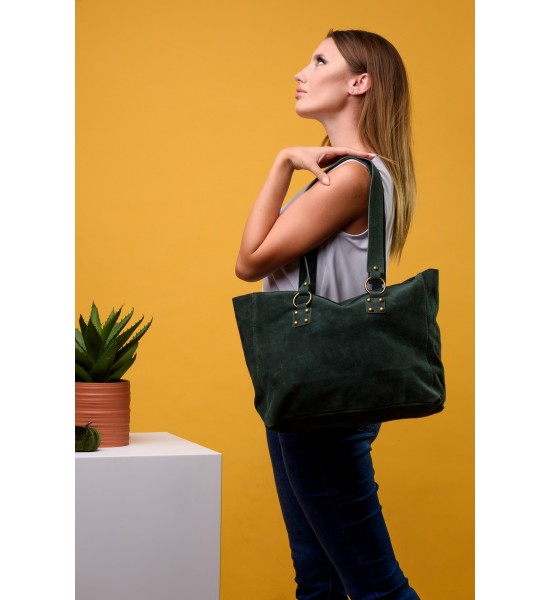 Зелена велурена дамска чанта 210212-4 от Popov.fashion