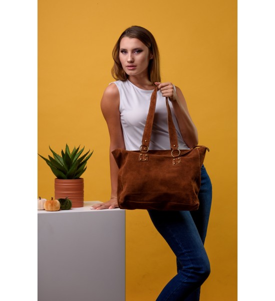Кафява велурена дамска чанта 210212-5 от Popov.fashion