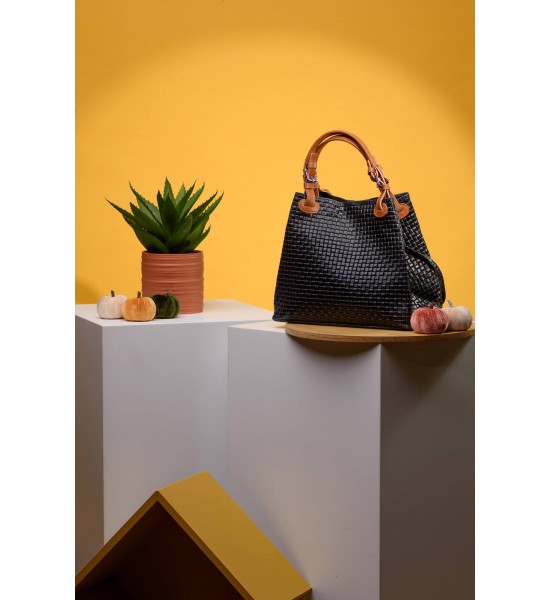 Черна дамска чанта от естествена кожа 115175-1 от Popov.Fashion