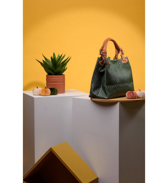 Зелена дамска чанта от естествена кожа 115175-4 от Popov.Fashion
