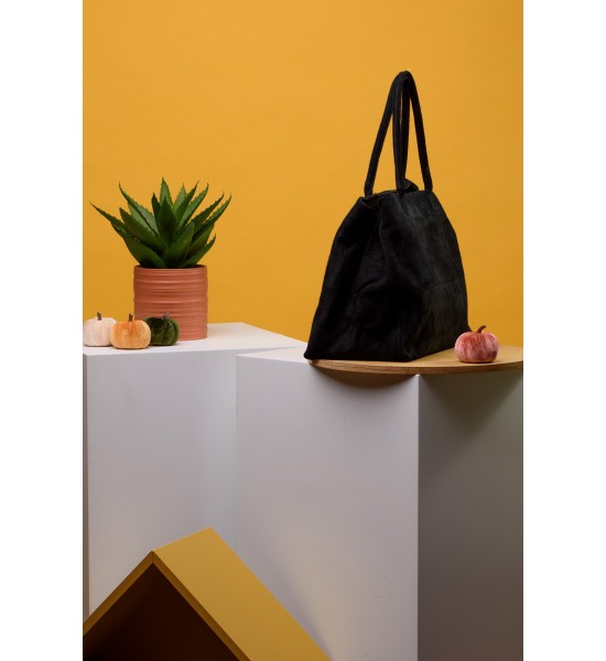 Черна велурена чанта 181121-1 от Popov.Fashion