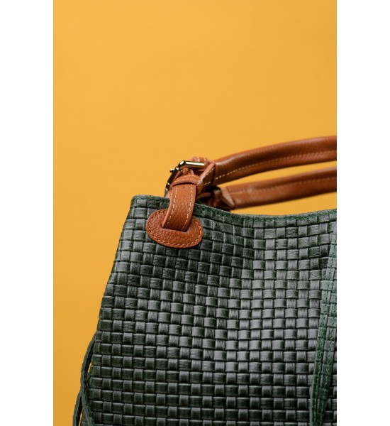 Зелена дамска чанта от естествена кожа 115175-4 от Popov.Fashion