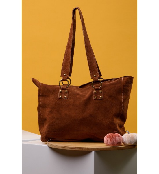 Кафява велурена дамска чанта 210212-5 от Popov.fashion
