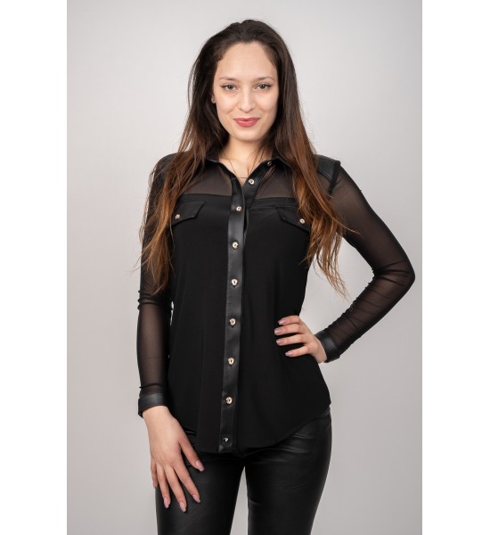 Черна дамска риза с дълъг ръкав 823406 от Popov.Fashion