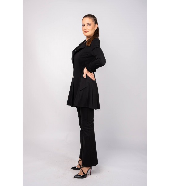 Дълго дамско сако в черно от Popov.Fashion