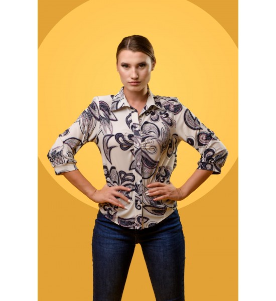 Дамска класическа риза с 3/4 ръкав 521506-3 от Popov.Fashion