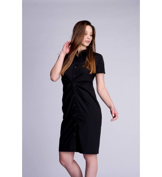  Дамска черна рокля - риза 921301-1 Popov.fashion