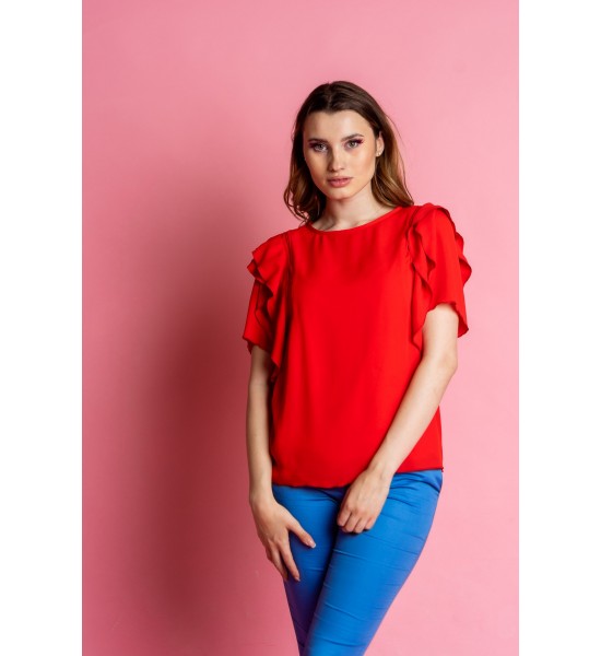 Червена дамска шифонена блуза 521311-3  от Popov.Fashion