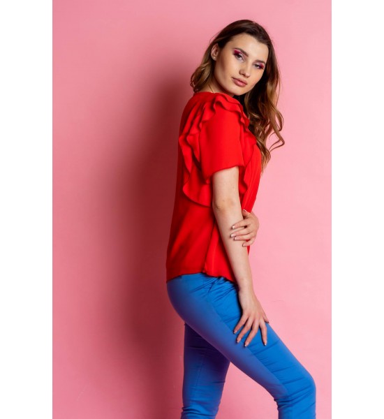 Червена дамска шифонена блуза 521311-3  от Popov.Fashion