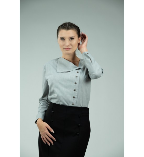 Дамска сива асиметрична риза 821404-4 от Popov.Fashion