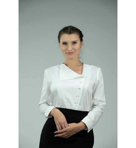 Дамска бяла асиметрична риза 821404-2 от Popov.Fashion