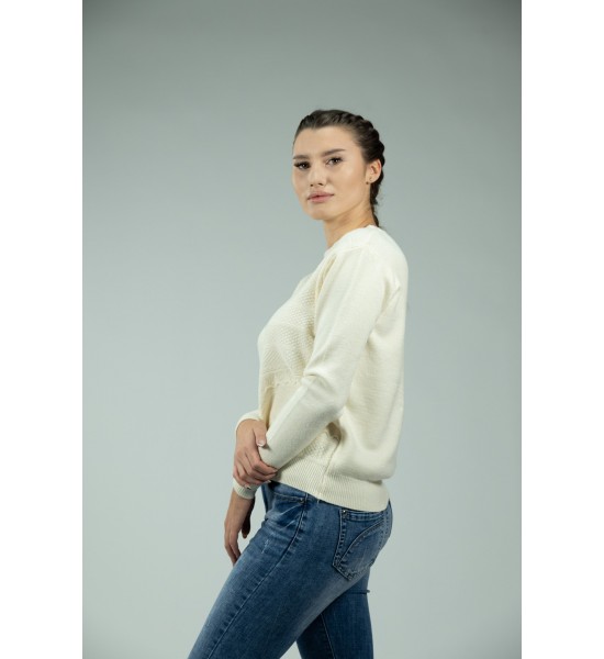 Бял дамски пуловер А-218-2 от Popov.Fashion