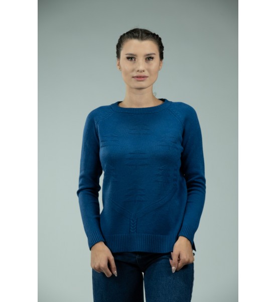Тюркоазен дамски пуловер A-355-3 от Popov.Fashion