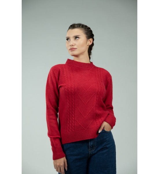Червен дамски пуловер A-352-5 от Popov.Fashion