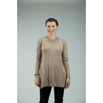 Бежова дамска плетена туника A-132-6