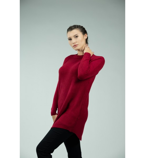 Дамска плетена туника в бордо цвят A-277-4 от Popov.Fashion