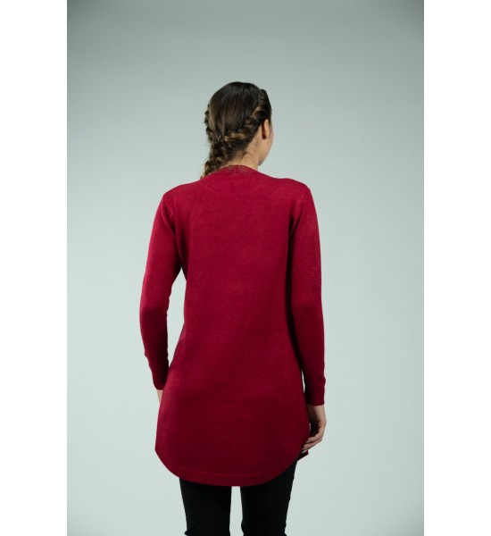 Дамска плетена туника в бордо цвят A-277-4 от Popov.Fashion