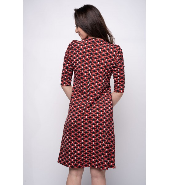 Дамска рокля в червено и черно 923105-1 от Popov.Fashion