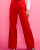 Червен дамски панталон с широки крачоли - клош 122501-2