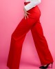Червен дамски панталон с широки крачоли - клош 122501-2