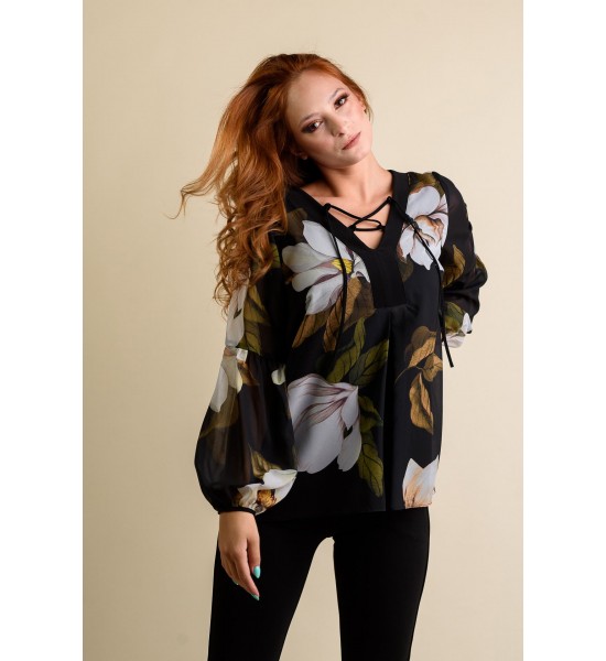 Дамска шифонена блуза с дълги ръкави 521401-2 от Popov.Fashion