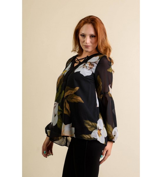 Дамска шифонена блуза с дълги ръкави 521401-2 от Popov.Fashion